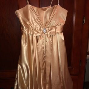 Adorable Gold Rhinestone Silk Dress BRAND NEW